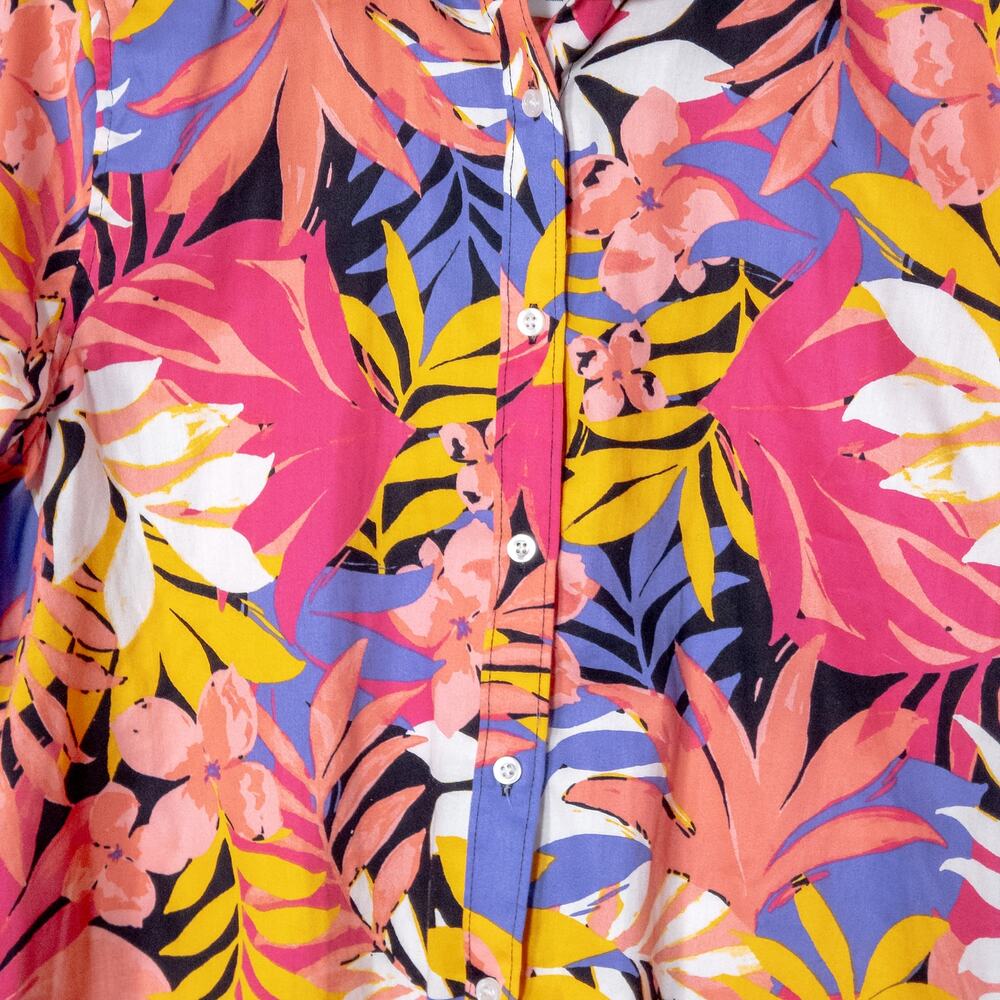 Ruby Rd Button Down Shirt Size 12 Pink Tropical Floral Resort Colorful - Picture 4 of 9